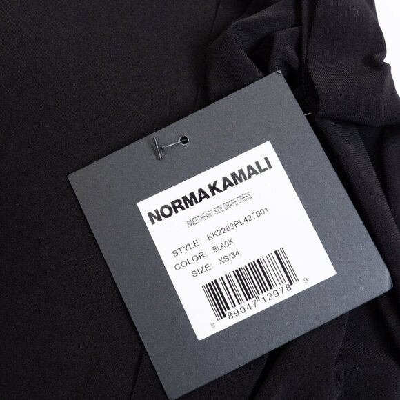 Norma Kamali Sweetheart Side Drape Dress Midi Black - Picture 8 of 13